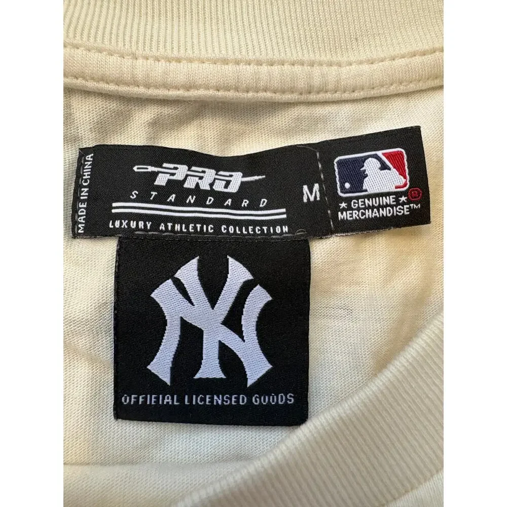 Pro Standard New York Yankees Cream Embroidered Logo T Shirt Mens Size Medium